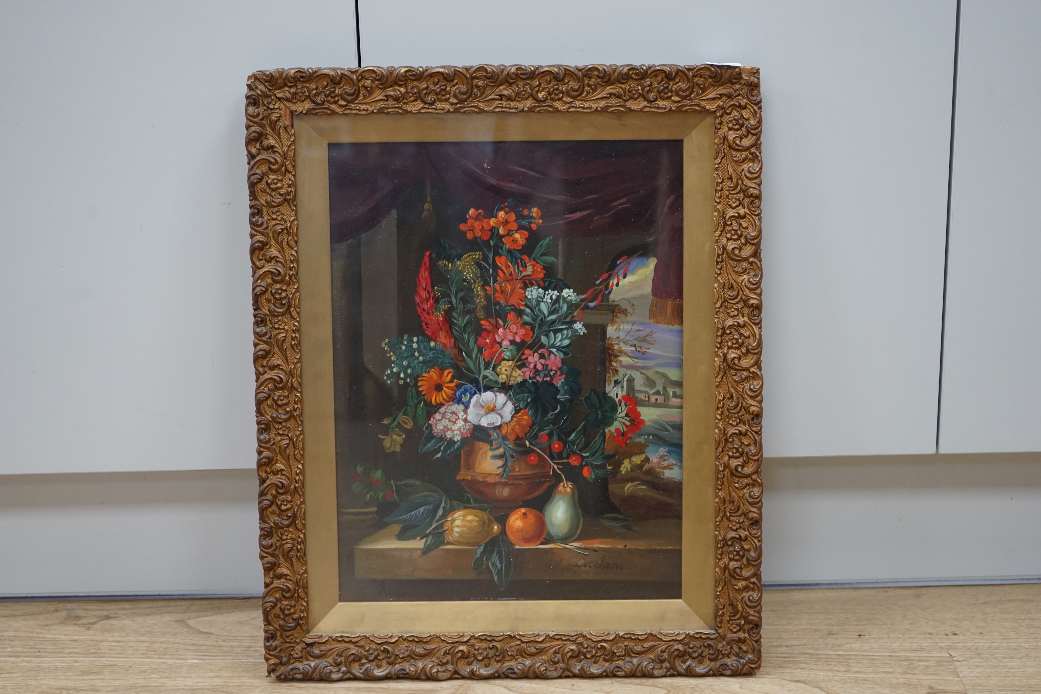 20th century Dutch style, oil on canvas, Still life of flowers in a bowl, bearing signature, 'Lutyens', 40 x 29cm